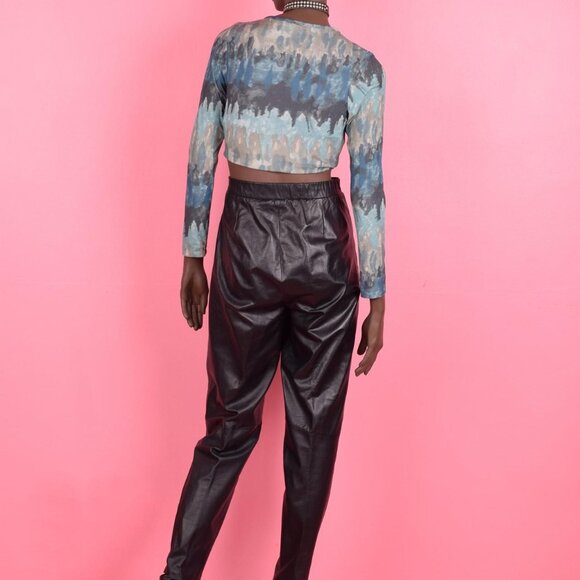 80s High Waisted Leather Pants/ US 9-10/ 1980s (Final Price) - Picture 2 of 2